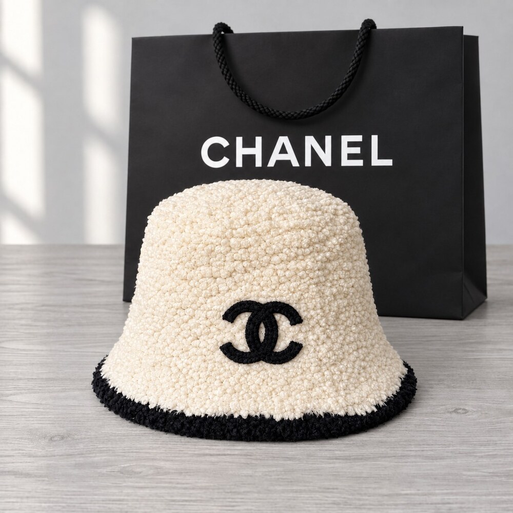 CHANEL Teddy Fleece CC Bucket Hat